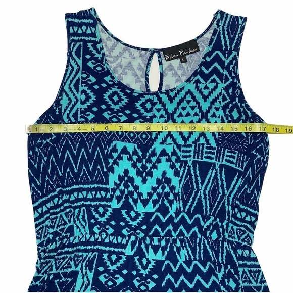 ELLEN Parker Blue Aztec Sleeveless Mini Dress - Picture 7 of 11